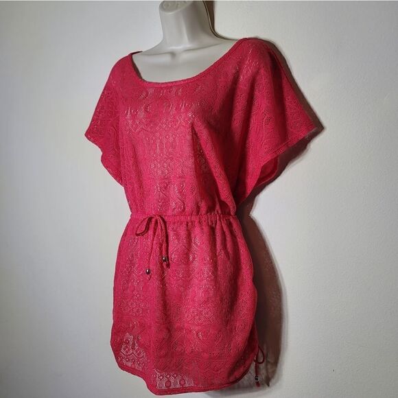 Catalina Short Sleeve Lace Synching Swimsuit Cover - Picture 5 of 6